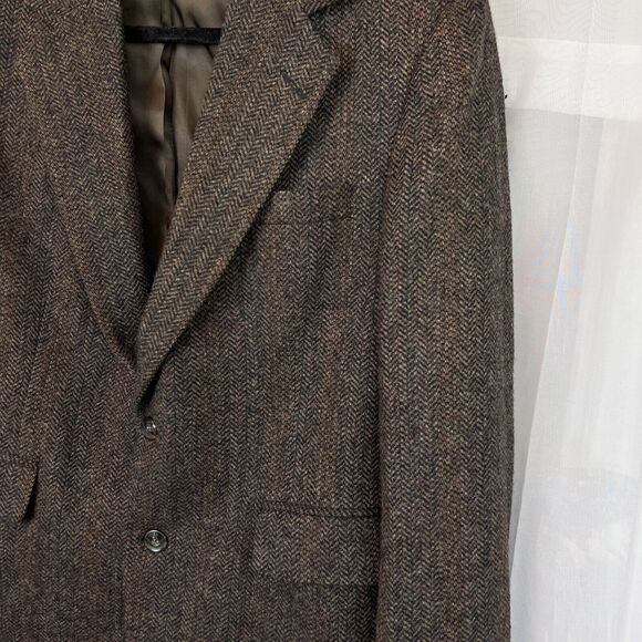 Haggar Imperial 100% wool Tweed Size 40s Blazer Menswear Two Button herringbone - Picture 4 of 13